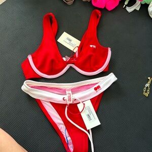 Re/done x solid and striped bikini NWT